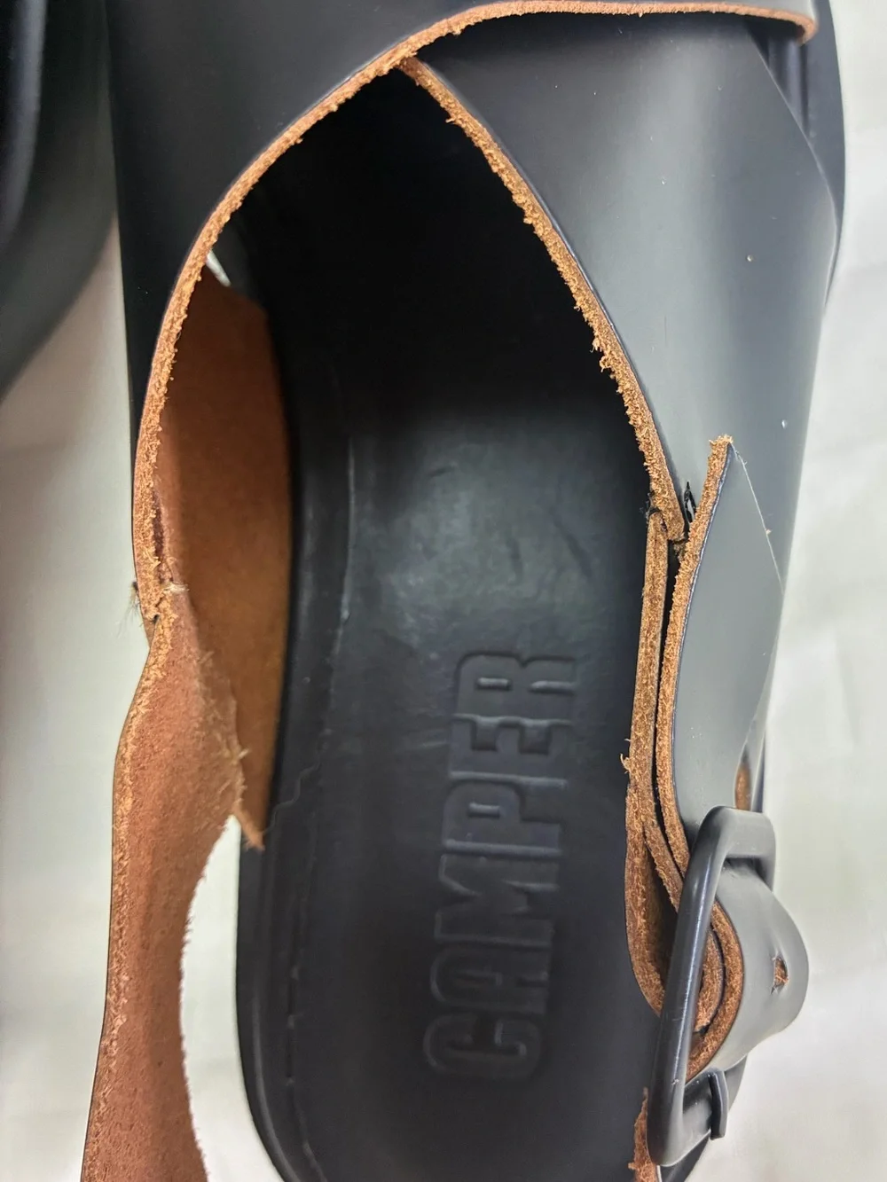 Camper Black Platform Slingback Sandals with Cross-Strap Upper